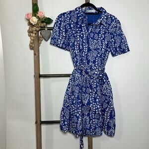Mango Blue and White Floral Dress